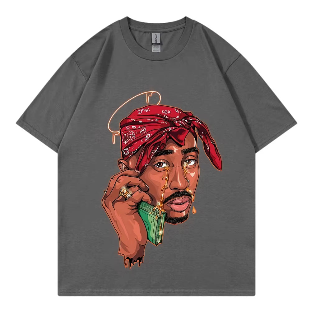 Tupac New Vintage T-Shirt Hip Hop Pop Music Singer 100% Cotton Men T Shirt New Tee Tshirt Womens Tops 90S Rap Unisex Streetwear