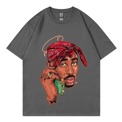 Tupac New Vintage T-Shirt Hip Hop Pop Music Singer 100% Cotton Men T Shirt New Tee Tshirt Womens Tops 90S Rap Unisex Streetwear