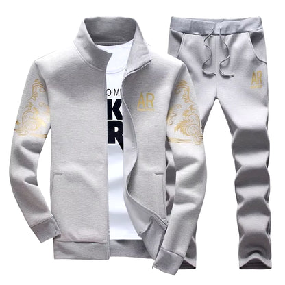 Tracksuits Men Sporting Gyms Set Casual Outfit Hoodies + Pants 2Pcs Men'S Clothing Bodybuilding Male Zipper Sweat Suit