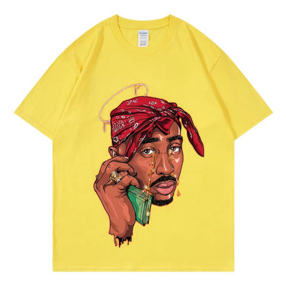 Tupac New Vintage T-Shirt Hip Hop Pop Music Singer 100% Cotton Men T Shirt New Tee Tshirt Womens Tops 90S Rap Unisex Streetwear