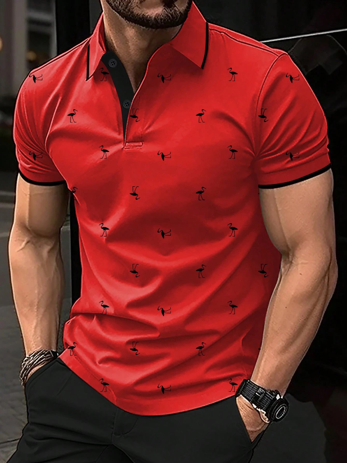 Manfinity RSRT Men'S Short Sleeve Printed Polo Shirt