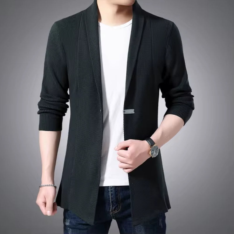 Cardigan Mens Sweaters Spring Autumn Men Casual Cardigan Jacket Man Solid Color Long Sweater Windbreaker Single Button Coats