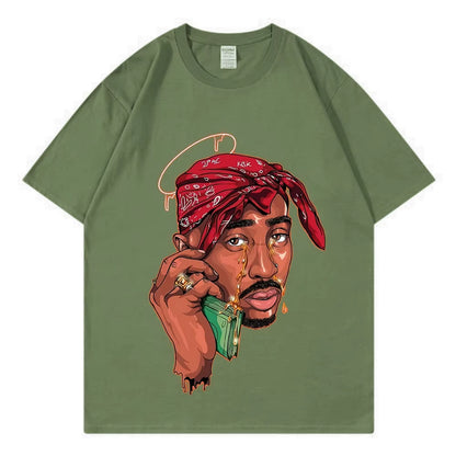 Tupac New Vintage T-Shirt Hip Hop Pop Music Singer 100% Cotton Men T Shirt New Tee Tshirt Womens Tops 90S Rap Unisex Streetwear