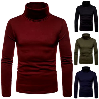 Autumn Winter Mens Turtleneck Sweaters Casual Thermal Long Sleeve Slim Fit Pullovers Stretch Basic Tops Sweatshirt Jumper Tshirt