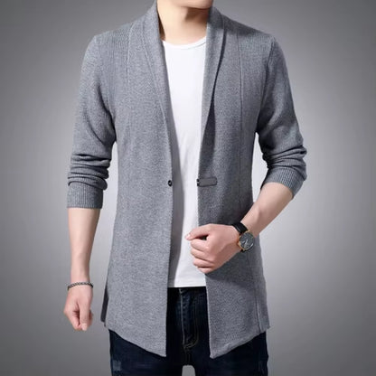 Cardigan Mens Sweaters Spring Autumn Men Casual Cardigan Jacket Man Solid Color Long Sweater Windbreaker Single Button Coats