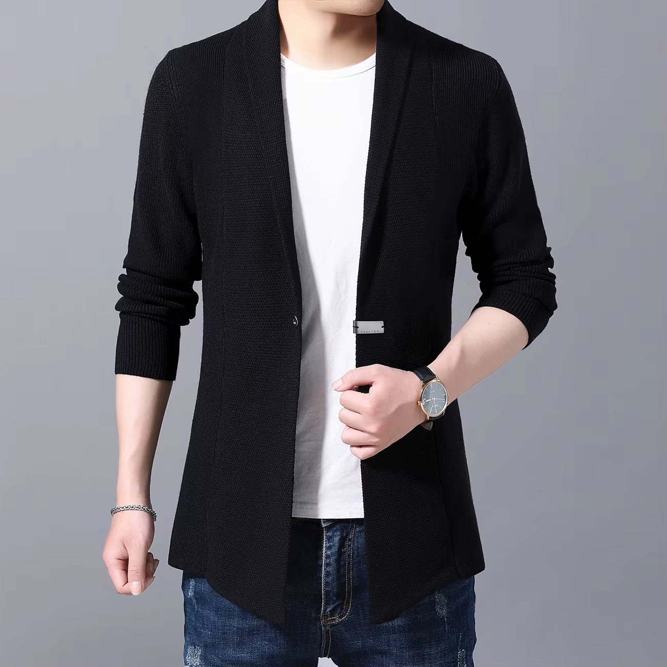 Cardigan Mens Sweaters Spring Autumn Men Casual Cardigan Jacket Man Solid Color Long Sweater Windbreaker Single Button Coats