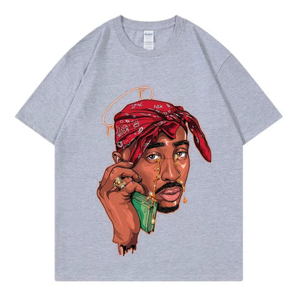 Tupac New Vintage T-Shirt Hip Hop Pop Music Singer 100% Cotton Men T Shirt New Tee Tshirt Womens Tops 90S Rap Unisex Streetwear