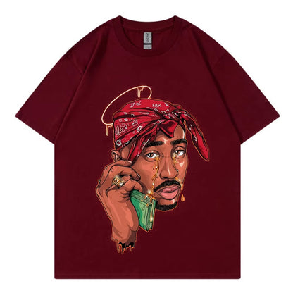 Tupac New Vintage T-Shirt Hip Hop Pop Music Singer 100% Cotton Men T Shirt New Tee Tshirt Womens Tops 90S Rap Unisex Streetwear