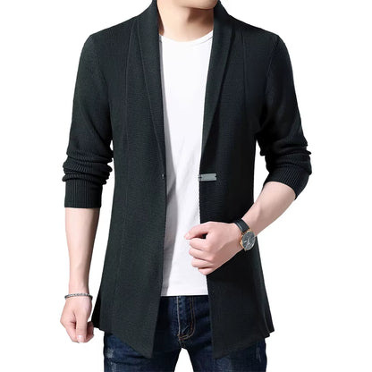 Cardigan Mens Sweaters Spring Autumn Men Casual Cardigan Jacket Man Solid Color Long Sweater Windbreaker Single Button Coats