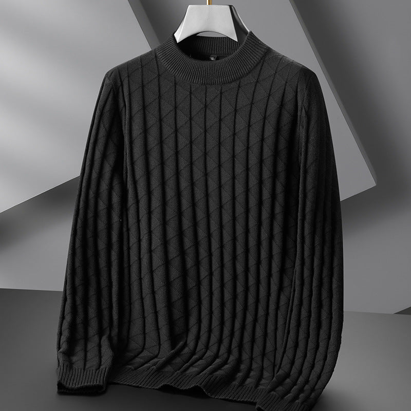 Men'S plus Size Knitted Sweater Loose round Neck Bottoming Shirt