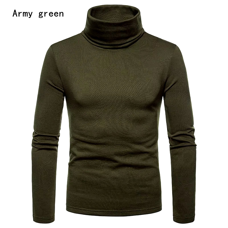 Autumn Winter Mens Turtleneck Sweaters Casual Thermal Long Sleeve Slim Fit Pullovers Stretch Basic Tops Sweatshirt Jumper Tshirt