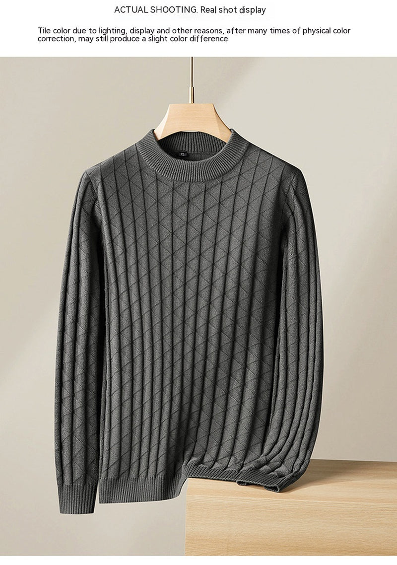 Men'S plus Size Knitted Sweater Loose round Neck Bottoming Shirt