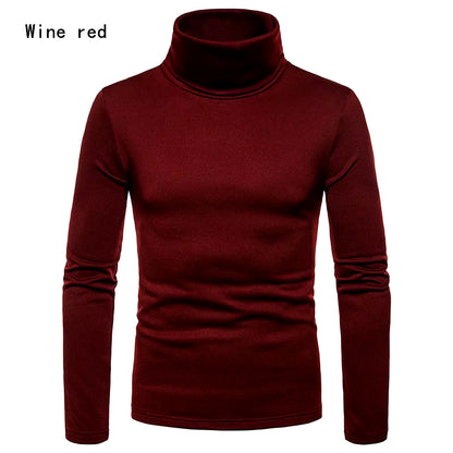 Autumn Winter Mens Turtleneck Sweaters Casual Thermal Long Sleeve Slim Fit Pullovers Stretch Basic Tops Sweatshirt Jumper Tshirt