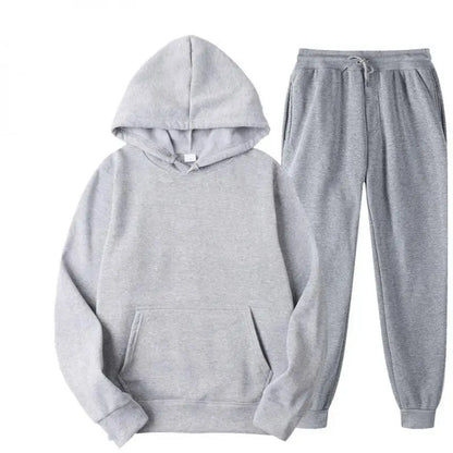 New Men Set Spring Autumn Fashion Mens Tracksuit Cotton Comfortable Two Piece Casual Sportswear Set Male Hoodies + Pants Solid