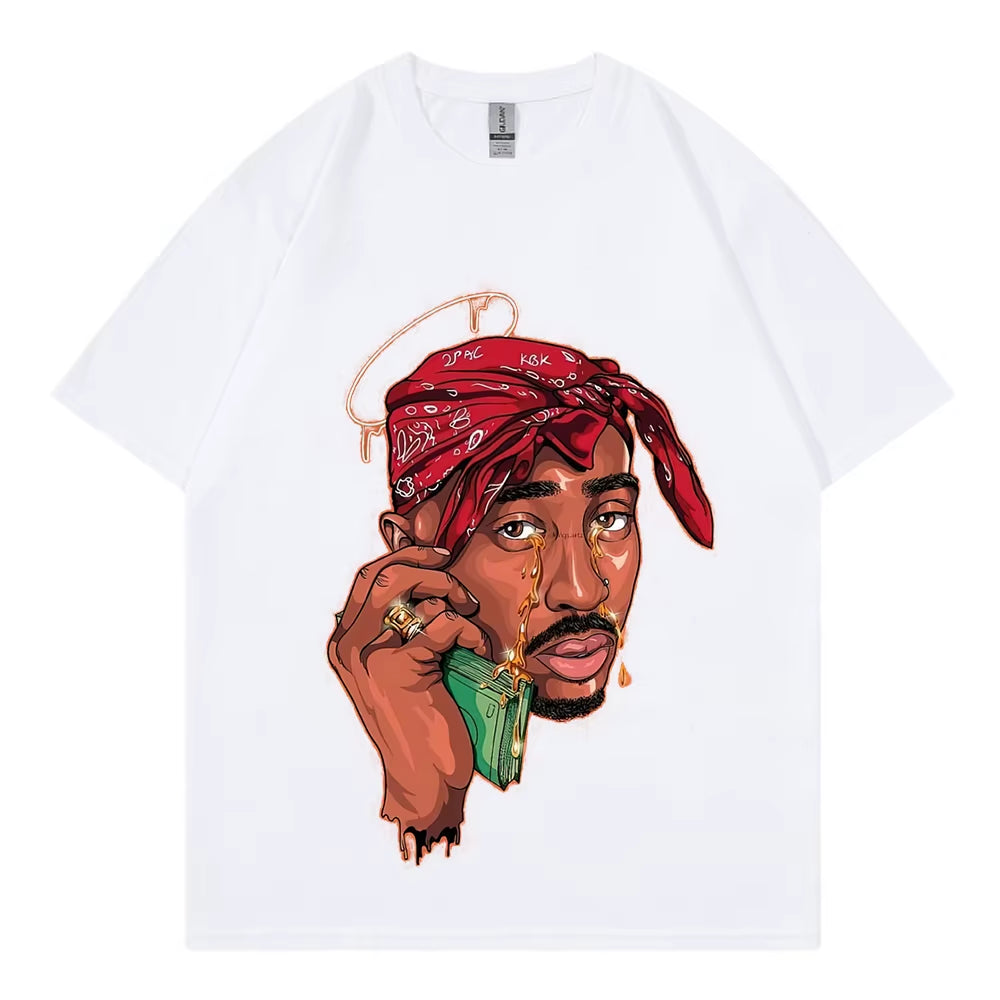 Tupac New Vintage T-Shirt Hip Hop Pop Music Singer 100% Cotton Men T Shirt New Tee Tshirt Womens Tops 90S Rap Unisex Streetwear