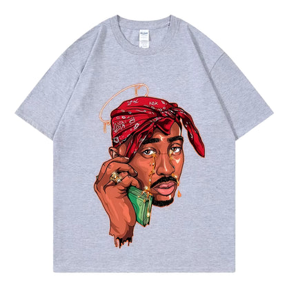 Tupac New Vintage T-Shirt Hip Hop Pop Music Singer 100% Cotton Men T Shirt New Tee Tshirt Womens Tops 90S Rap Unisex Streetwear