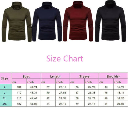 Autumn Winter Mens Turtleneck Sweaters Casual Thermal Long Sleeve Slim Fit Pullovers Stretch Basic Tops Sweatshirt Jumper Tshirt