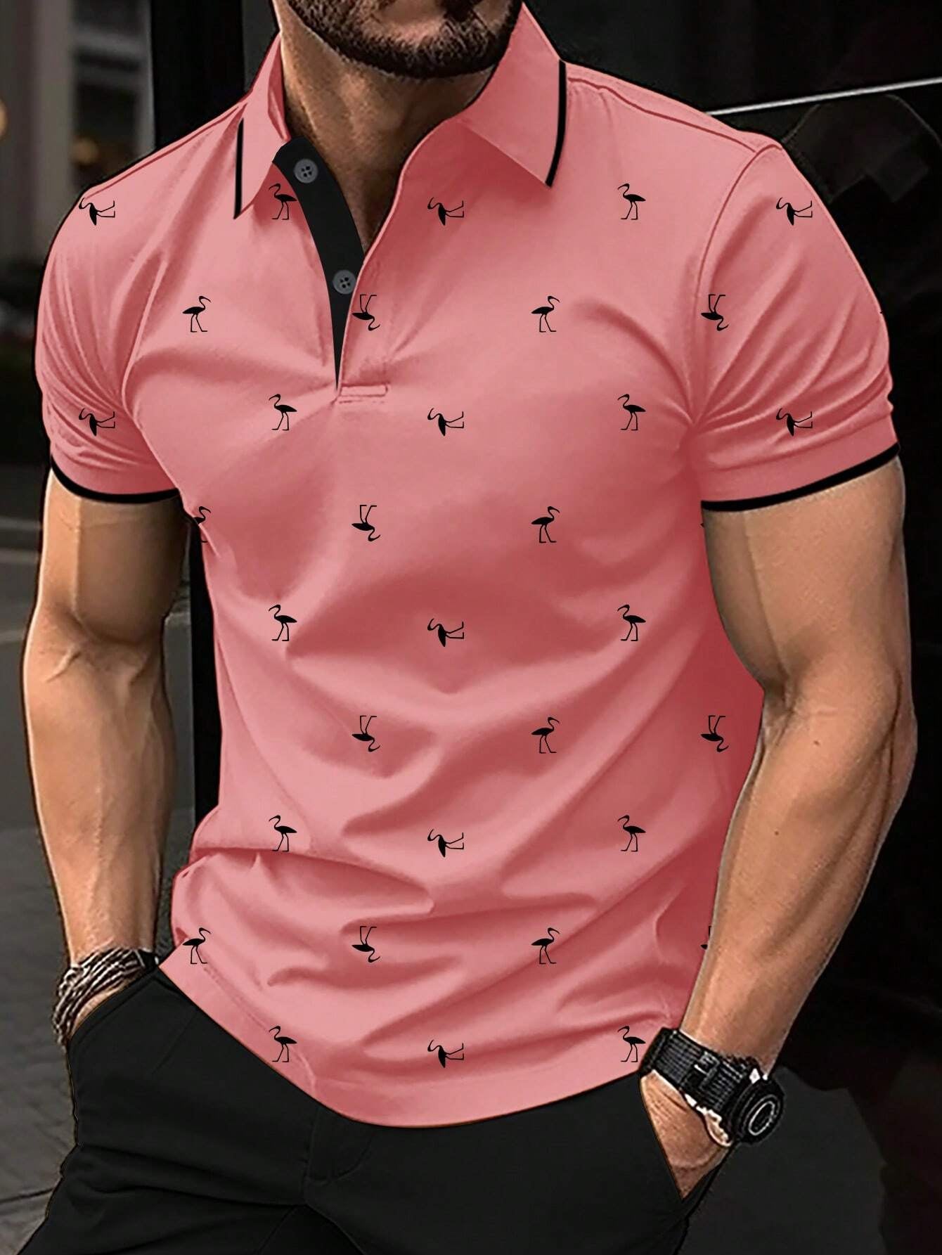 Manfinity RSRT Men'S Short Sleeve Printed Polo Shirt