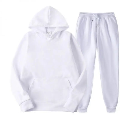 New Men Set Spring Autumn Fashion Mens Tracksuit Cotton Comfortable Two Piece Casual Sportswear Set Male Hoodies + Pants Solid