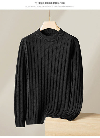 Men'S plus Size Knitted Sweater Loose round Neck Bottoming Shirt