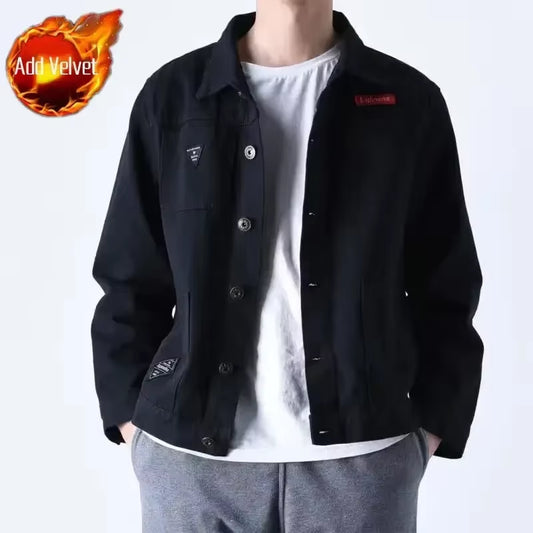 Denim Jackets Man Wool Button Padded Jeans Coat for Men Warm Padding with Sheep Y2K Fashion Vintage Joker Menswear Large Size G